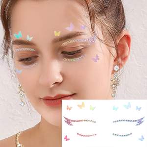 Papillon holographique Eyeliner autocollants <span class=keywords><strong>Halloween</strong></span> <span class=keywords><strong>strass</strong></span> chat yeux fard à paupières autocollant pour Cosplay <span class=keywords><strong>maquillage</strong></span> décoration - Product Image 5
