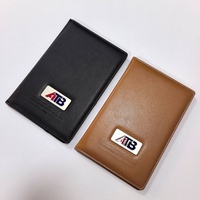 Carpeta de Cuero PU con Insignia Metálica Personalizada, Banda Elástica, Organizador de Documentos y Recibos Empresariales