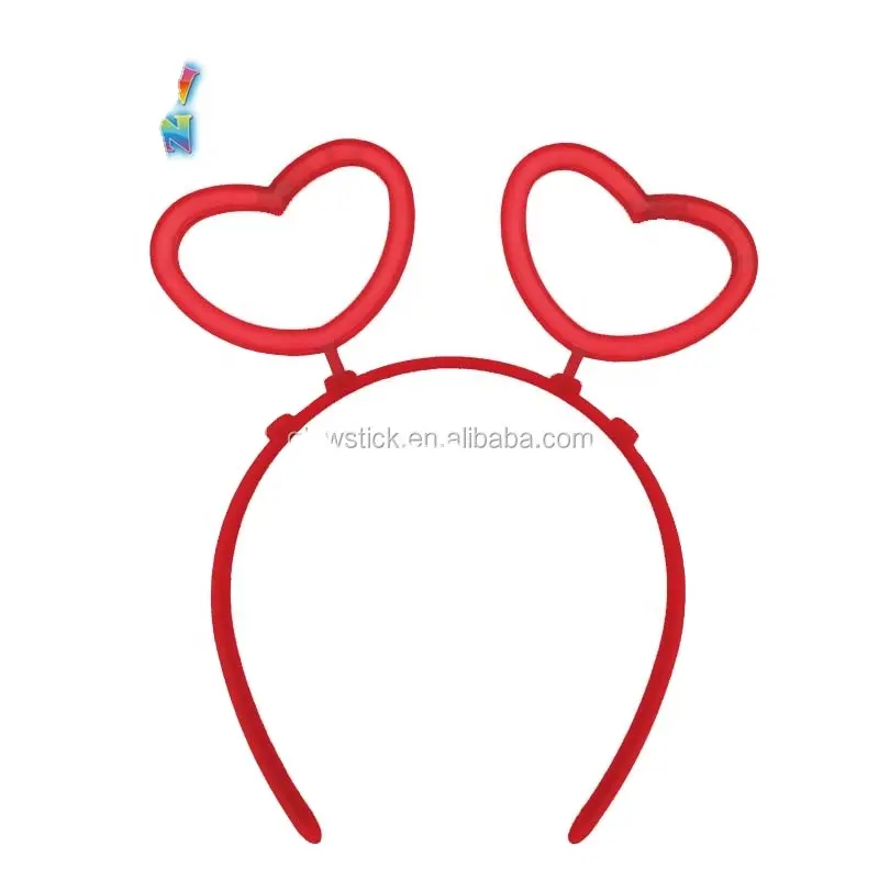 Kalp parlak çubuk kolye kafa bandı sopa Glow hairband çocuklar yetişkinler için sevgililer günü tatil