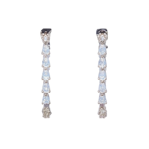 Orecchini con Diamanti Bianchi Champagne E3169, Taglio a Pera, Diamante Naturale, Oro Bianco, Gioielli Classici da Sposa per Donna - Product Image 1