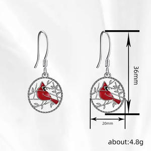 Pendientes Colgantes de Pájaro Cardenal Plateados para Mujer, Joyería Clásica de Aleación de Moda, Regalo con Cristales de Estrás Engastados en Bisel - Product Image 6