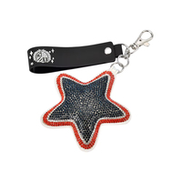 Porte-clés personnalisés en sequins pour femmes et filles, accessoires de mode, petite étoile noire, breloques pour sacs faits main, fabriqués en Chine