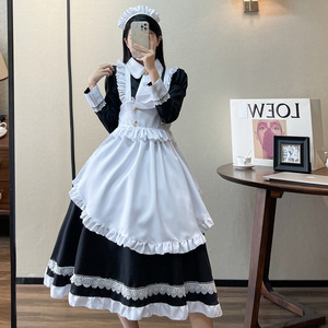 Zixiao Maid Costume Long Sleeve Black Polyester Women Adult Anime Cosplay Lolita Uniform - Product Image 2