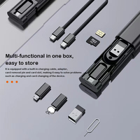 6 en 1 Micro 8 broches USB a adaptateur Kit d'accessoires 60W Type C vers USB C câble de données de charge rapide boîte de rangement multifonctionnelle