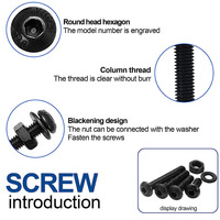 Set Baut Mur Kepala Bulat Hexagon Socket Allen Baja Paduan Hitam Kelas 10.9 dengan Washer M2 M2.5 M3 M4 M5 M6 Perlengkapan Sekrup