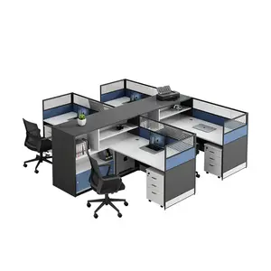 现代办公室隔间工作站书桌办公家具2人员工书桌木制工作站