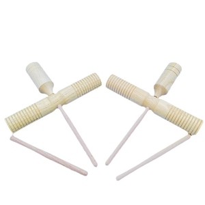 Tube sonore double en bois naturel avec poignée, bloc Guiro rainuré pour l'enseignement musical en maternelle (vente en gros) - Product Image 1