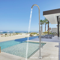 Colonne de douche autoportante en acier inoxydable 304 pour extérieur, plage, villa, jardin, hôtel, avec pommeau de douche pluie