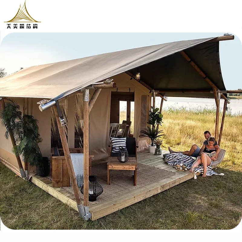Prefab houses 2 man waterproof safari tent glamping cabins lodge