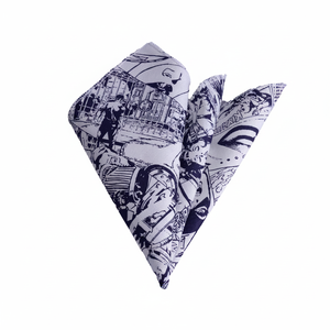 ผ้าเช็ดหน้าปกหนังสือการ์ตูนพิมพ์ลายสีน้ำเงินกรมท่าสีขาว - Product Image 2