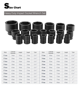 Juego de enchufes de impacto de <span class=keywords><strong>3</strong></span>/4 pulgadas, herramientas de reparación de automóviles, llave de tubo de alta resistencia, 26 Uds. - Product Image 6