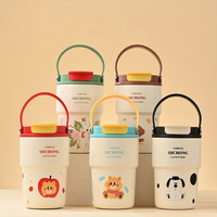 Vaso portátil de cerámica y acero inoxidable de doble pared para mujer, bonito y para uso en exteriores.
