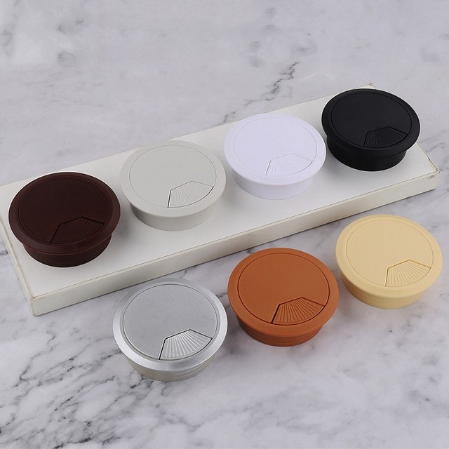 ABS Plastics Round Custom Hole Covers Office Desk Cable Grommet Computer Desk Accessories
