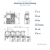 Connecteur IDC RAST 5 3625, connecteur fil-circuit imprimé à isolation par déplacement, pas de 5,0 mm, pour appareils électroménagers, 250 V, 16 A, 2/3/4 pôles