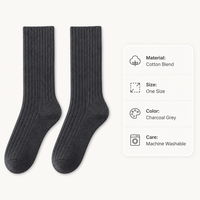 Chaussettes noires côtelées mi-mollet pour baskets, uniformes de travail, tenues scolaires et style décontracté