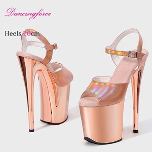 Zapatos de Tacón Alto con Lentejuelas Doradas para Banquete, Zapatos de <span class=keywords><strong>Plataforma</strong></span> con Punta con Fugas Grandes, para Mujer - Product Image 2