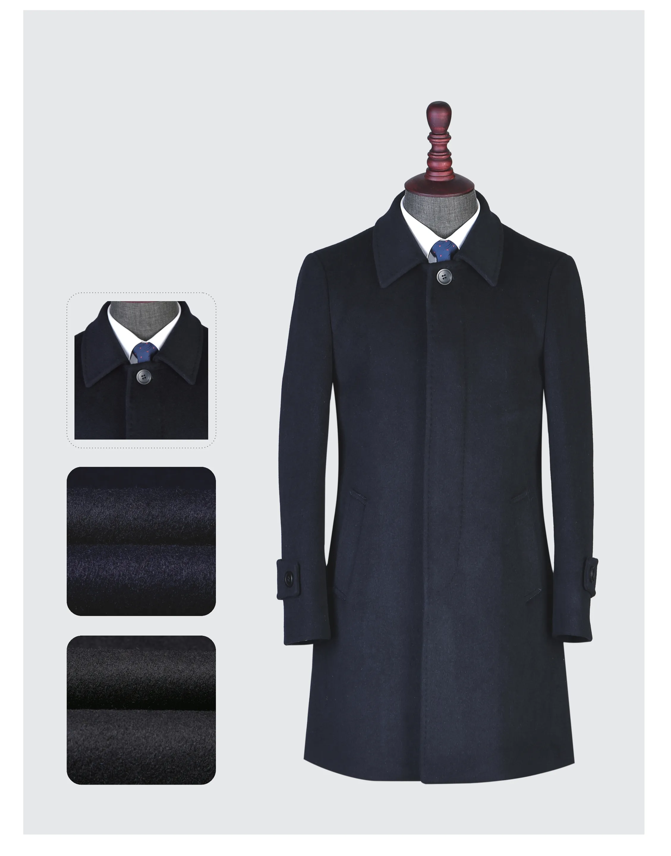 Manteau long en laine d'hiver personnalisé pour hommes nouveaux styles grande trench à revers 100% manteaux en laine