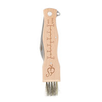 Esschert Design 100% Manche en bois de hêtre FSC Lame en acier inoxydable Couteau à champignon, queue avec brosse