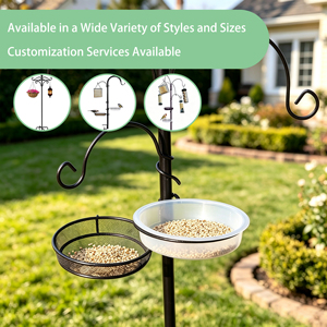 <strong>Bird</strong> Feeding Station Kit Metal Multi <strong>Feeder</strong> Hanging Stand W53xH193cm Black Rounded <strong>Pole</strong> <strong>for</strong> Outdoor Garden - Product Image 2