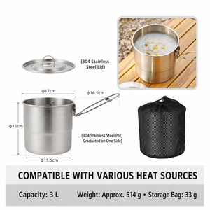 Set da Cucina Portatile per Campeggio in Acciaio Inox 304, Attrezzatura da Cucina per Esterni - Product Image 5