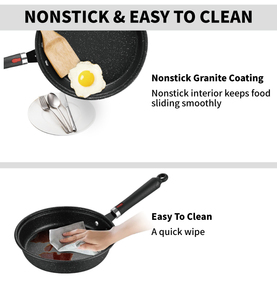 Bộ nồi chảo 4 món bằng thép <span class=keywords><strong>carbon</strong></span> chống dính dày, bền, kèm nắp kính - Product Image 2