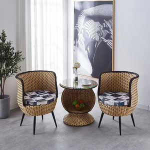 Chaises de jardin <span class=keywords><strong>en</strong></span> rotin d'<span class=keywords><strong>osier</strong></span> et de teck Mobilier d'extérieur relaxant <span class=keywords><strong>en</strong></span> bois - Product Image 4