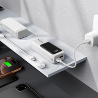Power Bank ponsel portabel, pengisi daya nirkabel portabel 10000mah 20000mah, kabel LCD bawaan CE ROHS PD22W