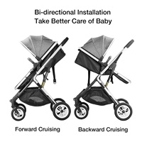 Poussette 2-en-1 pour bébé, poussette haute avec nacelle réversible, dossier et capote réglables, idéale pour nouveau-né