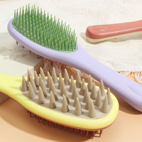 Peigne applicateur de massage du cuir chevelu personnalisé double face en ABS multicolore, brosses démêlantes pour cheveux, ensemble de pinceaux de maquillage pour femmes
