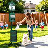 Station commerciale pour déchets canins avec pédale, poubelle extérieure pour excréments d'animaux de 11,5 gallons, distributeur de sacs verrouillable pour parcs et HOAs