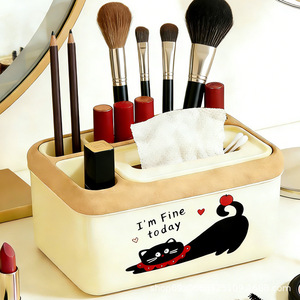 Cartoon Plastic Tissue <b>Box</b> Desktop Tissue Holder Multifunctional <b>Storage</b> Case for Living Room Bathroom - Product Image 5