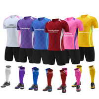 Maillots de football personnalisés, ensembles complets, uniformes pour adultes, 100% polyester, impression par transfert thermique, fermeture à cordon, automatisé