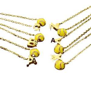 Nouveau collier original transfrontalier avec lettres 3D baseball 26, en acier inoxydable de haute qualité plaqué or 18 carats, ne se <span class=keywords><strong>d</strong></span>écolore pas - Product Image 1