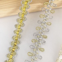 Rubans tressés brillants OR & ARGENT, dentelle, ruban festonné, galon pour artisanat, couture, décoration