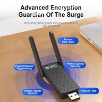 Adaptor Wifi 2.4GHz 5GHz 1300Mbps USB 3.0, kartu jaringan nirkabel Ethernet antena Wifi penerima Dongle untuk Laptop PC