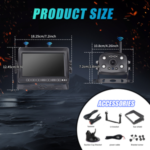 7 pollici HD 720P Wireless retrovisore retrovisore Monitor impermeabile IP68 Video di visione notturna per rimorchi <span class=keywords><strong>camper</strong></span> auto RVs - Product Image 2
