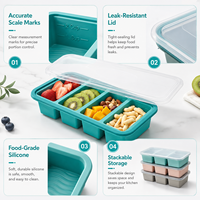 Boîte de rangement alimentaire en silicone multi-compartiments avec couvercle, 2 à 6 sections, réutilisable, pour fruits et collations