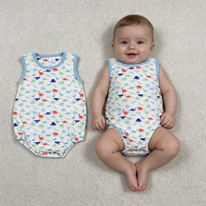 Ropa de Bebé para Niñas con Diseño de Dinosaurio, Mono de Burbuja Informal para Bebés, Body de Algodón y Elastano para Recién Nacidos, Venta al Por Mayor - Product Image 1