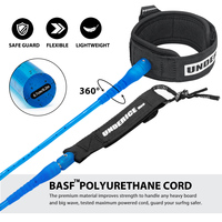 Laisse de surf professionnelle Underice Advanced Extra Strong pour les surfeurs de grandes vagues, avec rail saver renforcé et design ultra léger
