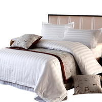 Drap plat de linge de lit d'hôtel 100% coton de haute qualité avec 3cm ensembles de literie King Size en tissu à rayures satinées