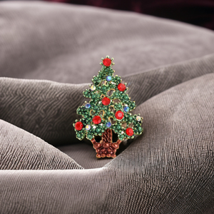 YINIメーカー卸売デザイナーカスタムヴィンテージメタルラインストーンファッションクリスマスツリーブローチピン女性用 - Product Image 4