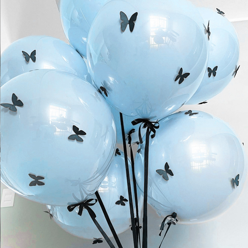24 inch Popo Ball+18 inch Blue Ball+6 Black Butterflies+Ribbon