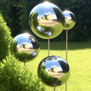 Palos de planta de Metal de tamaño personalizado bolas mirando espejo bola de acero de Metal adorno de jardín bola decorativa con palo - Product Image 1