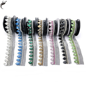 Adorno de diamantes de imitación de cristal en forma de lágrima de doble fila de 5 mm de un solo lado para zapatos, bolsos y accesorios, 10x14 mm - Product Image 1