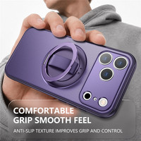 Telefoonhoesje met antislip textuur, metalen ringstandaard en ingebouwde ringhouder voor iPhone 18 17 16 15 Pro Max