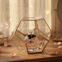 Terrarium en verre géométrique noir fait main, petit pot de fleurs en forme de pentagone pour plantes succulentes, décoration de table, terrarium
