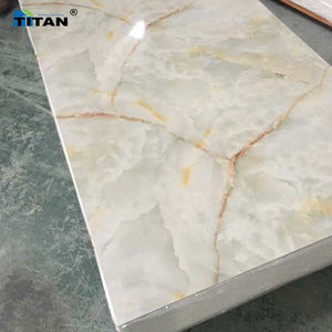 Planches en PVC de type marbre, feuille de PVC imperméable, feuille de marbre en PVC, 5 pieds x 8 pieds, lamina PVC marbre blanc et doré - Product Image 1