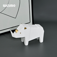 Objets de décoration intérieure pour la maison Artisanat personnalisé en résine Statue géométrique d'animal rhinocéros Sculpture Décoration intérieure