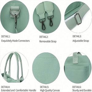 Sac à bandoulière multi-poches durable, grande capacité, sac messager pour femme, sac fourre-tout en toile avec poignée - Product Image 6