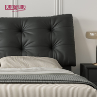 Vente en gros de cadre de lit en cuir rembourré en mousse haute densité LOONGFUNG, base en bois de pin massif à lattes, taille personnalisée, mobilier d'hôtel